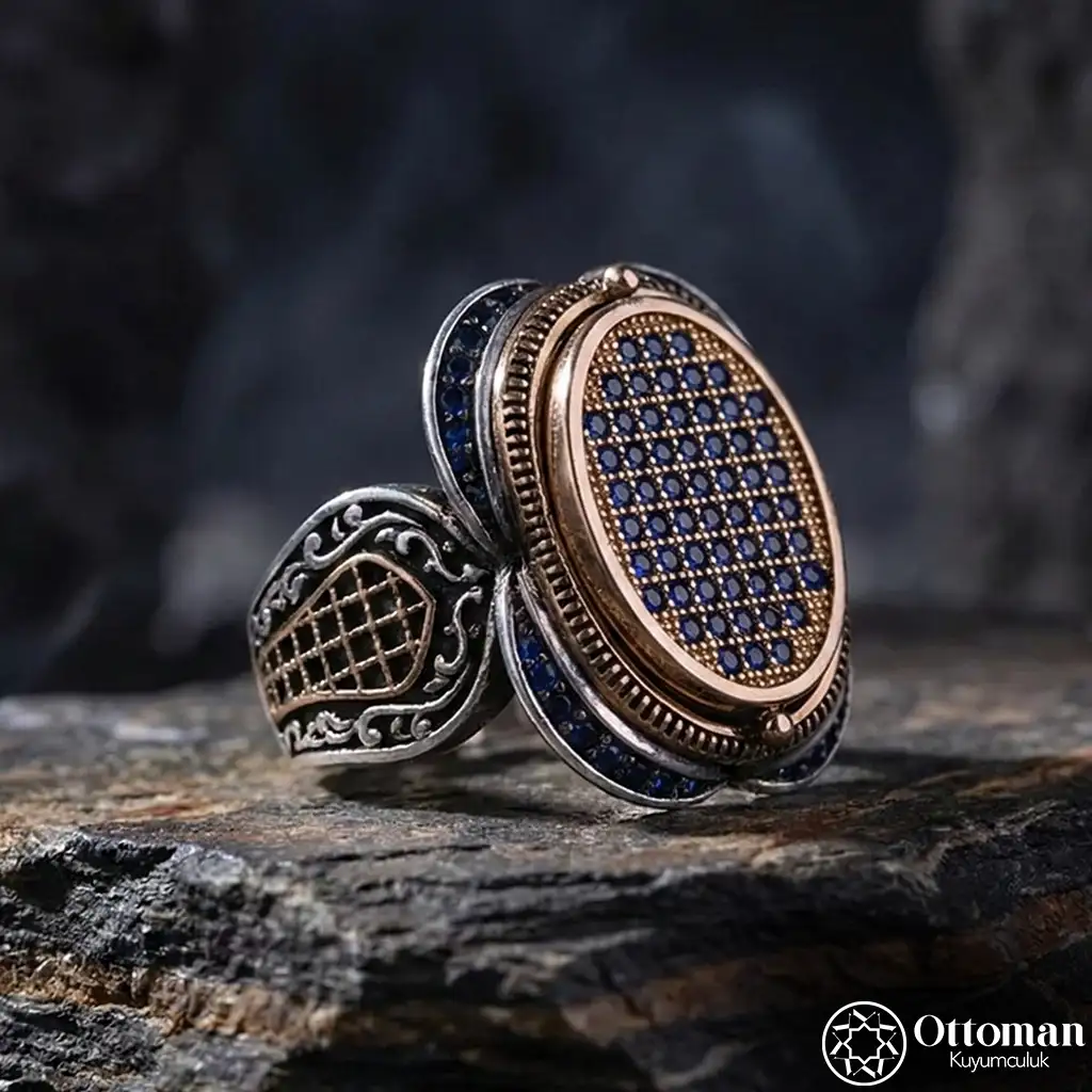 Füsunkar Hasbiyallah Engraved Silver Men's Ring