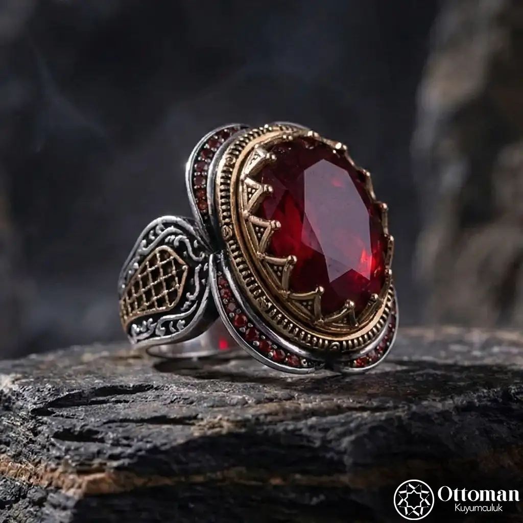 Füsunkar Love Engraved Silver Men's Ring