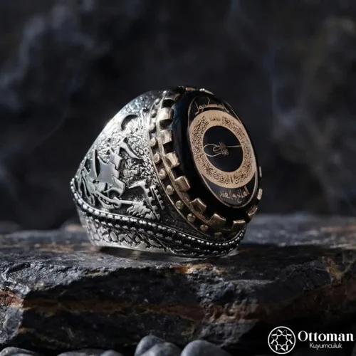 Fetih 1453 İstanbul Yazılı Gümüş Erkek Yüzük