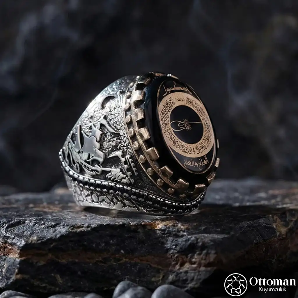 Fetih 1453 İstanbul Engraved Silver Men's Ring