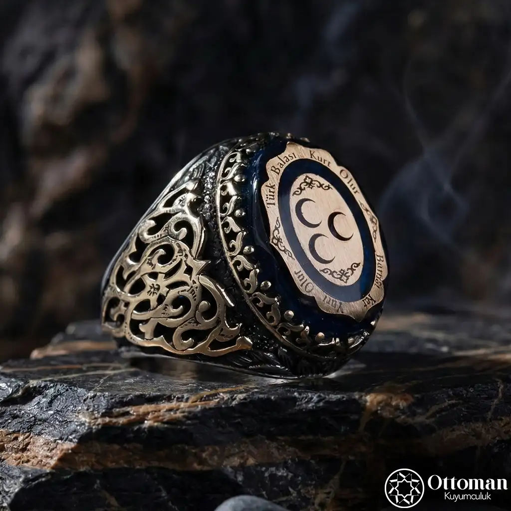 Three Hilal Silver Men's Ring