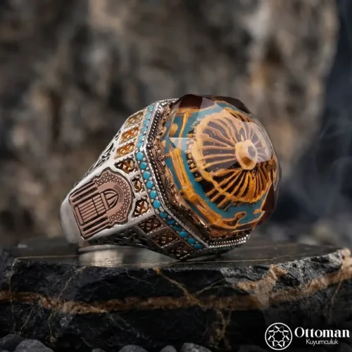 Kutsal Emanet Gönüller'in Fethi Yazılı Gümüş Erkek Yüzük