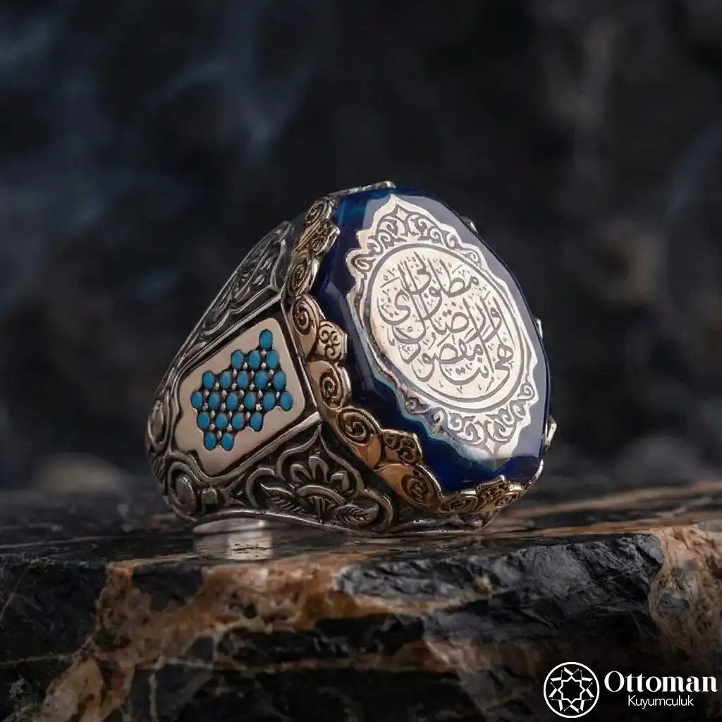 İlahi Ente Maksudi & Rızake Matlubi Prayer Silver Men's Ring