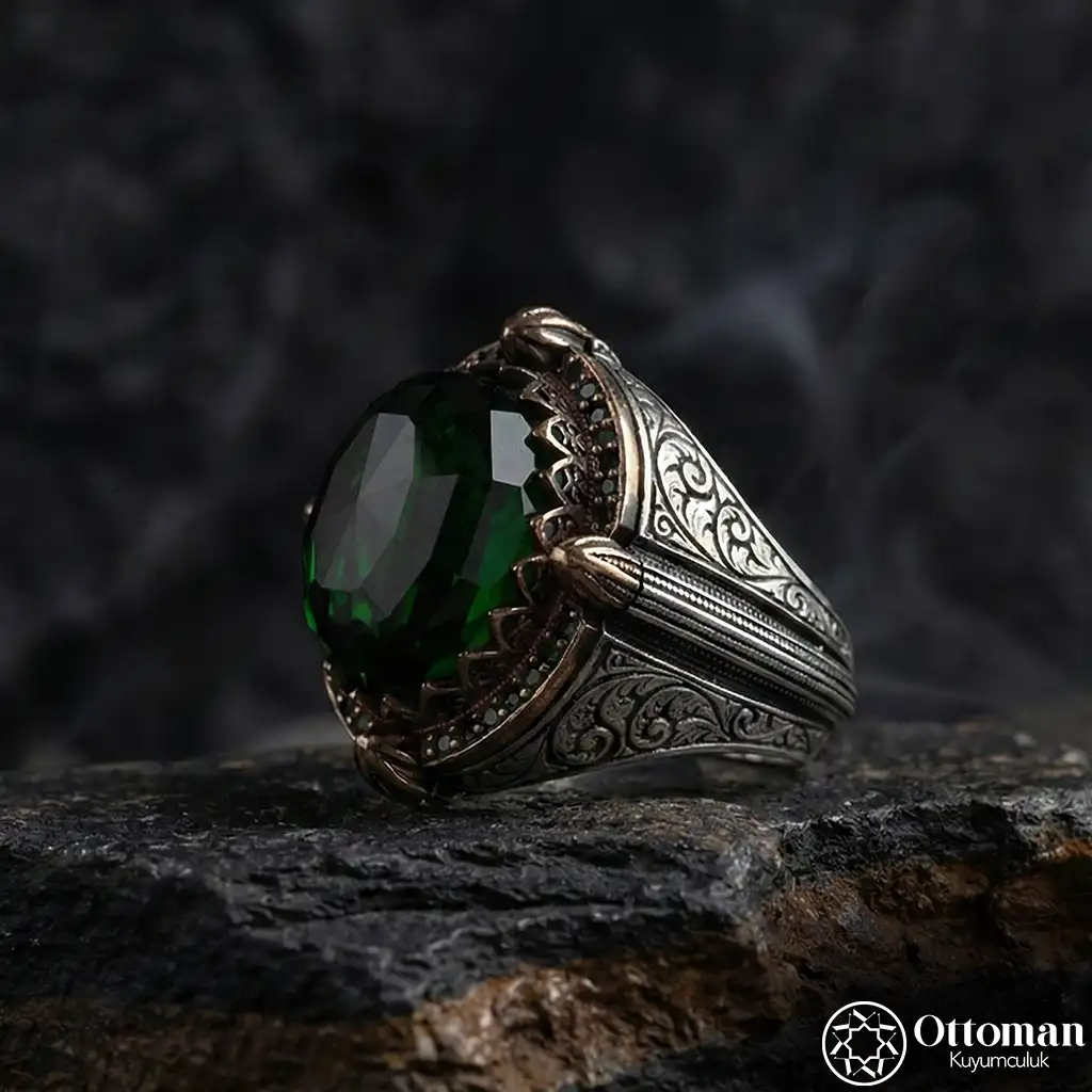 Ne Gam Baki Ne Dem Baki Engraved Silver Men's Ring