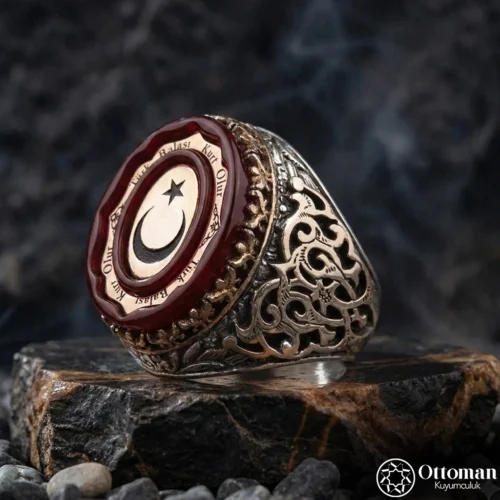 Kutlu Bayrak Model Gümüş Erkek Yüzük