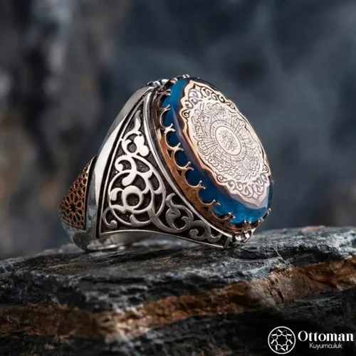 İnşirah Suresi Yazılı Gümüş Erkek Yüzük