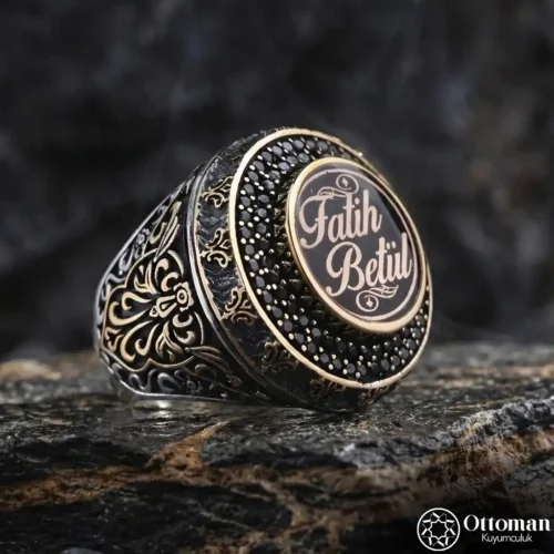 Kişiye Özel İsimli Gümüş Erkek Yüzük