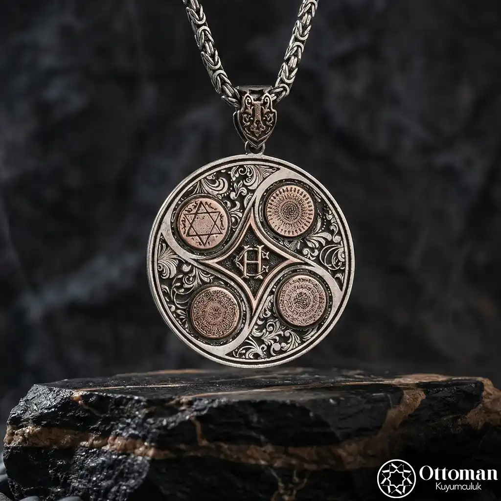 Muhafız Koruma Prayer Silver Medallion Necklace