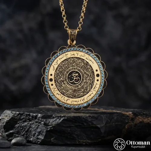 İnşirah Suresi Yazılı Gümüş Kadın Kolye