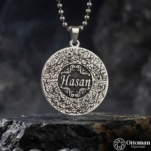 Kişiye Özel İsimli Madalyon Gümüş Erkek Kolye