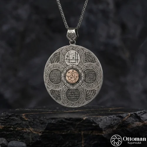 Dualı Madalyon Gümüş Erkek Kolye