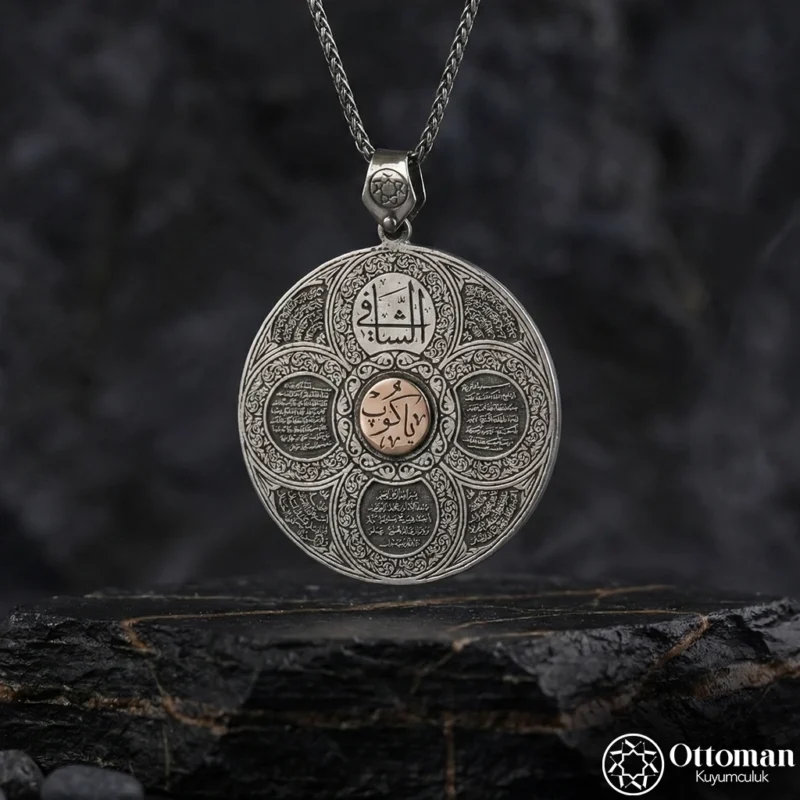 Dualı Madalyon Gümüş Erkek Kolye