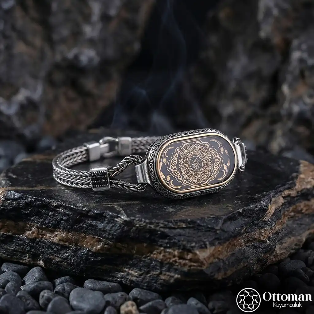 İnşirah Engraved Silver Men's Bracelet