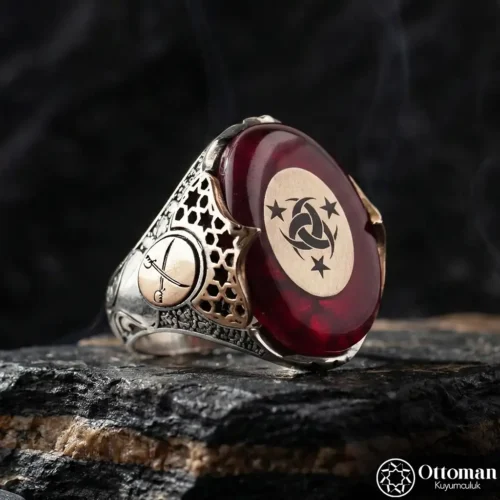 Teşkilatı Mahsusa Motifli Gümüş Erkek Yüzük