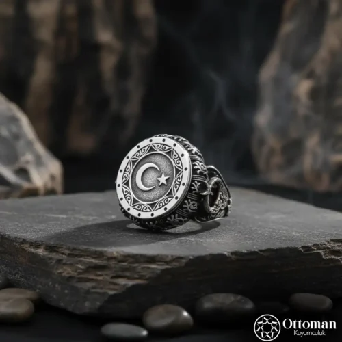 Ay Yıldız Gümüş Erkek Yüzük