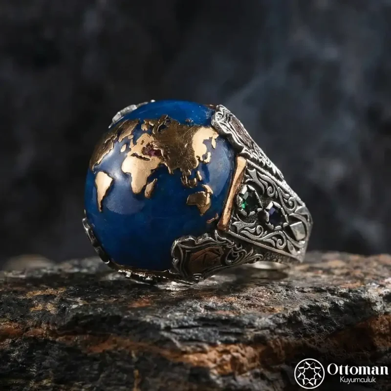 Kızıl Elma Model Gümüş Erkek Yüzük