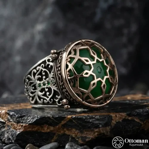 Özel Tasarım Kafes Model Gümüş Erkek Yüzük