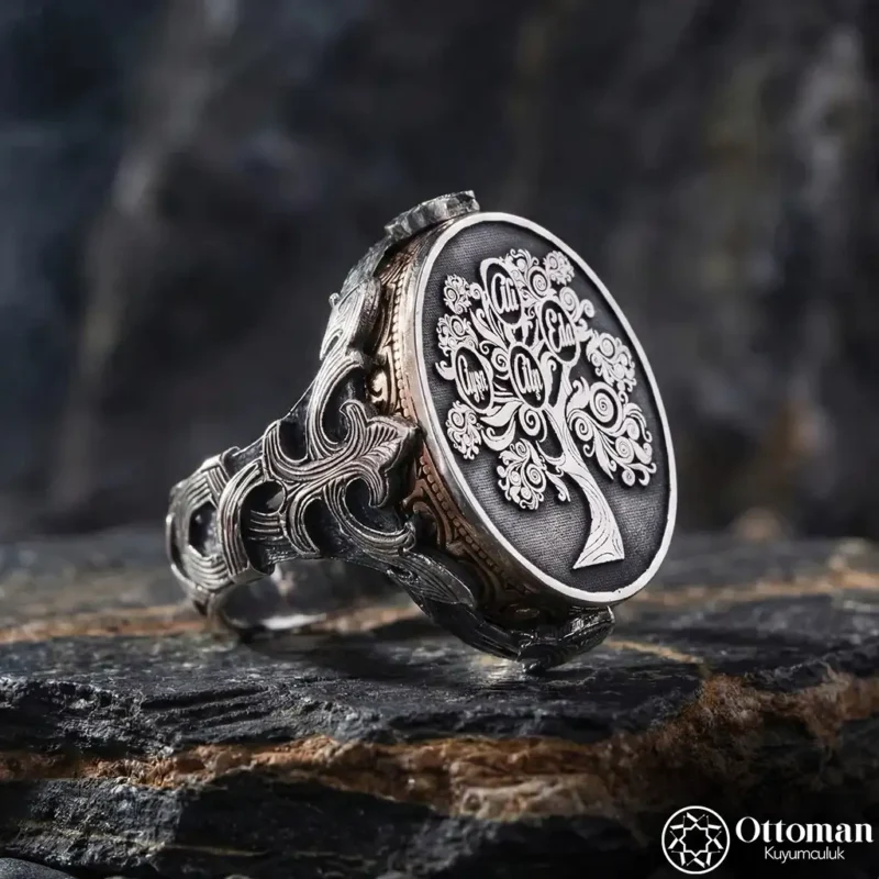 Soy Ağacı İsimli Gümüş Erkek Yüzük