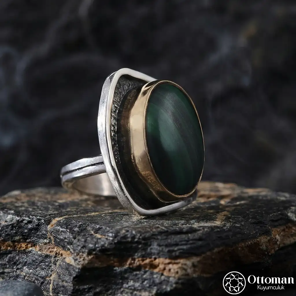 Malahit Stone-set Silver Women's Ring