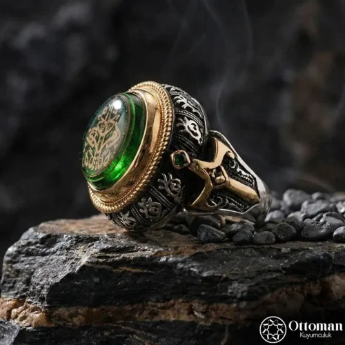 Efsunkar Üç Başlık Model Gümüş Erkek Yüzük