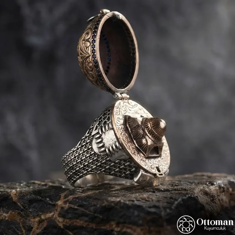 Fatih Sultan Mehmet Han Miğferi Gümüş Erkek Yüzük