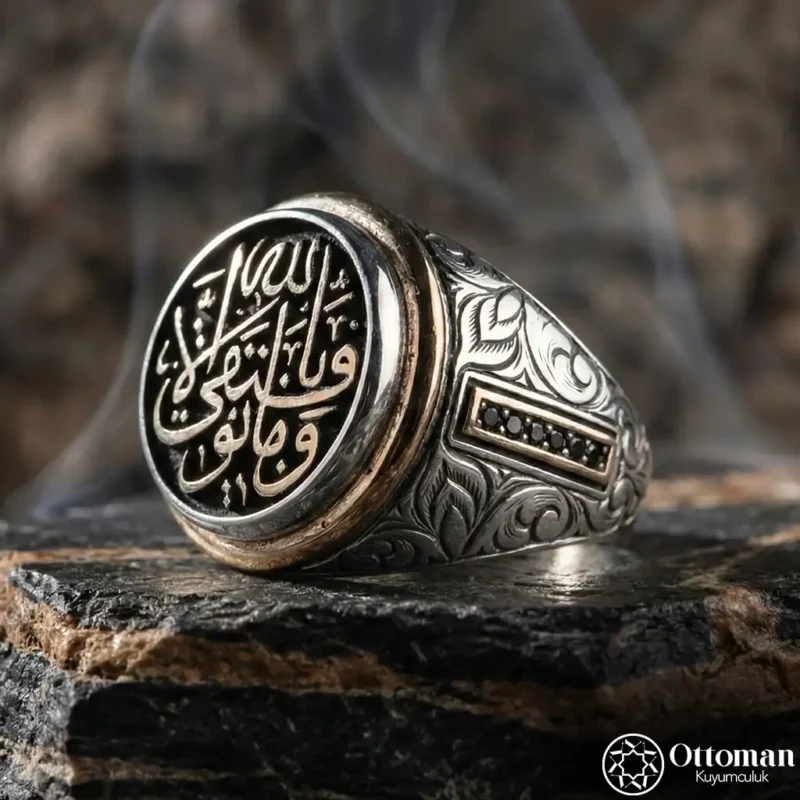 Yuvarlak Gravürlü Tevfik Model Gümüş Erkek Yüzük