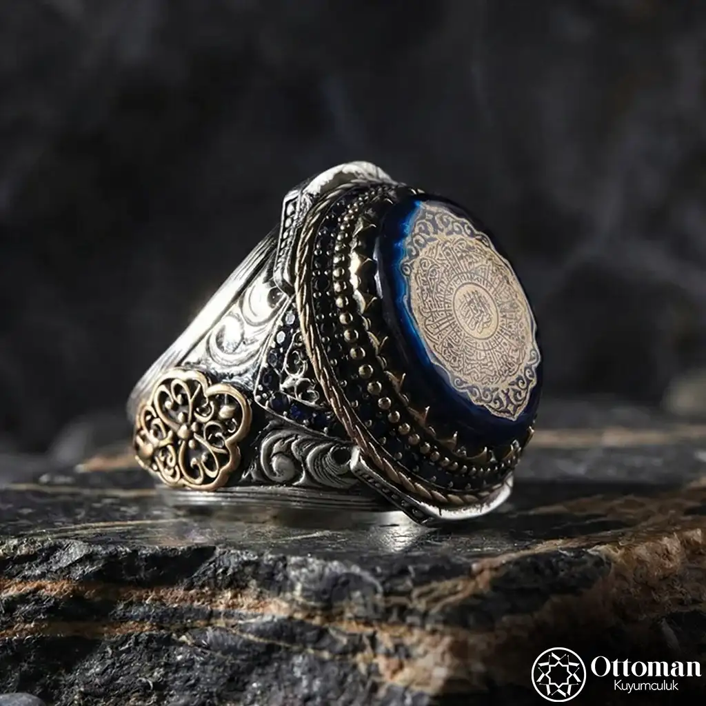 Sulh İnşirah Engraved Silver Men's Ring