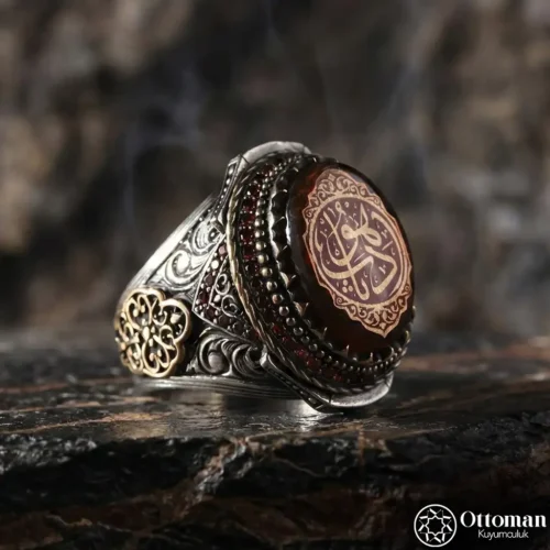 Sulh Edep Yahu Yazılı Gümüş Erkek Yüzük