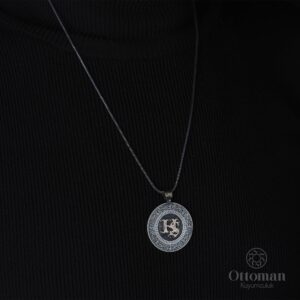 Harf Tasarımlı Gümüş Erkek Yüzük ve Kolye Set