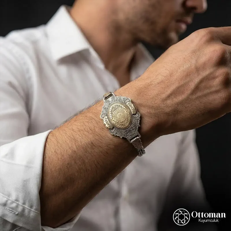 İsimli İnşirah Suresi Yazılı Gümüş Erkek Bileklik