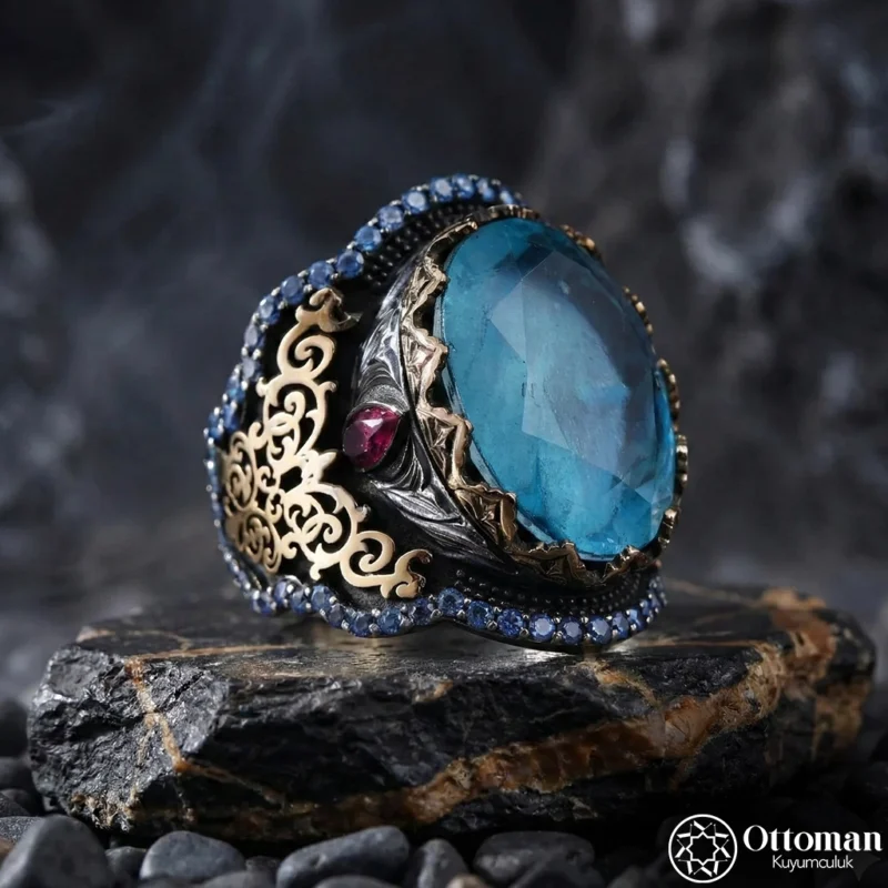 Paraiba Taşlı Gümüş Kadın Yüzük