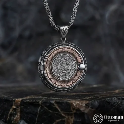 Kapaklı Koruma Dualı Gümüş Madalyon Kolye
