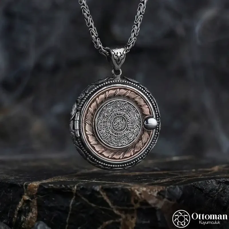 Kapaklı Koruma Dualı Gümüş Madalyon Kolye