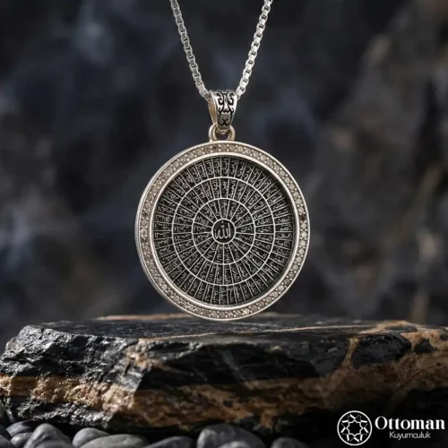 Esmaü'l Hüsna Zirkon Taşlı Gümüş Kadın Kolye