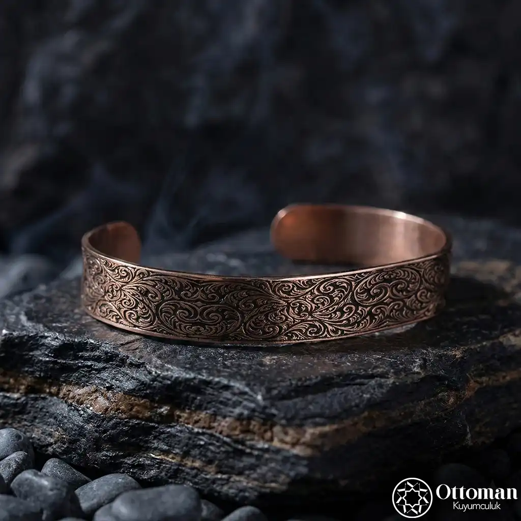 Engraving Silver Men's Cuff Bracelet