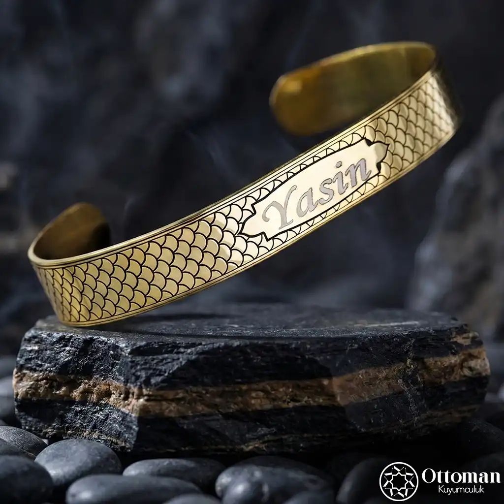 Snake Patterned Silver Men's Cuff Bracelet