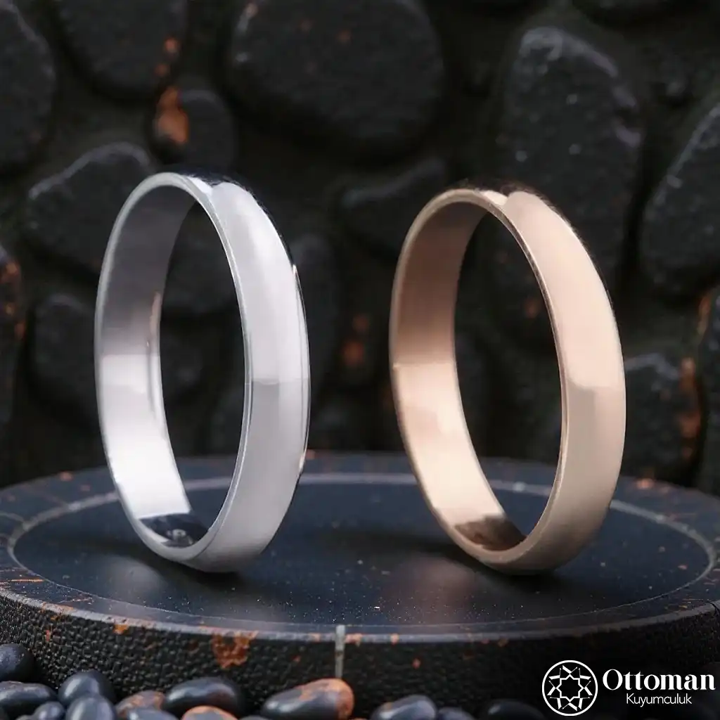 Plain Silver Wedding Ring Set