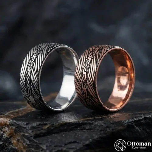 Çizgisel Model Gümüş Alyans Set