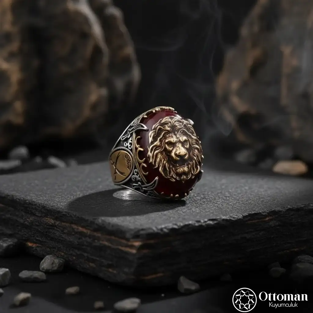 Lion Motif Silver Men's Ring