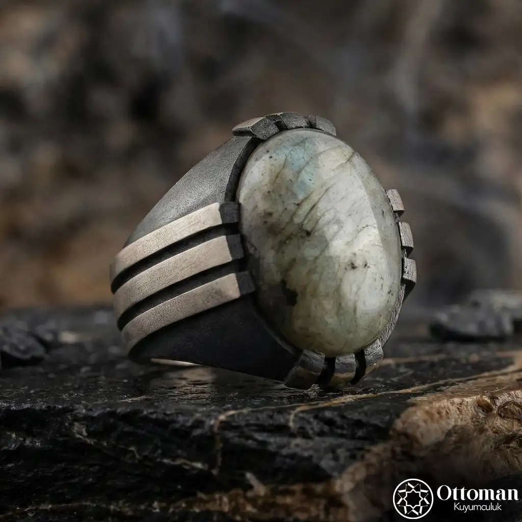 Labradorid Stone-set Pençe Silver Men's Ring
