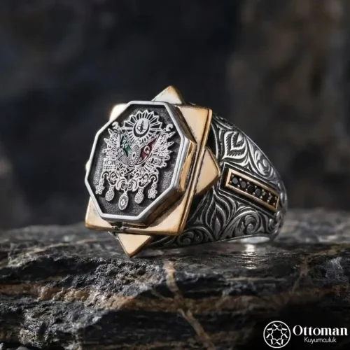 Osmanlı Sancağı Gümüş Erkek Yüzük