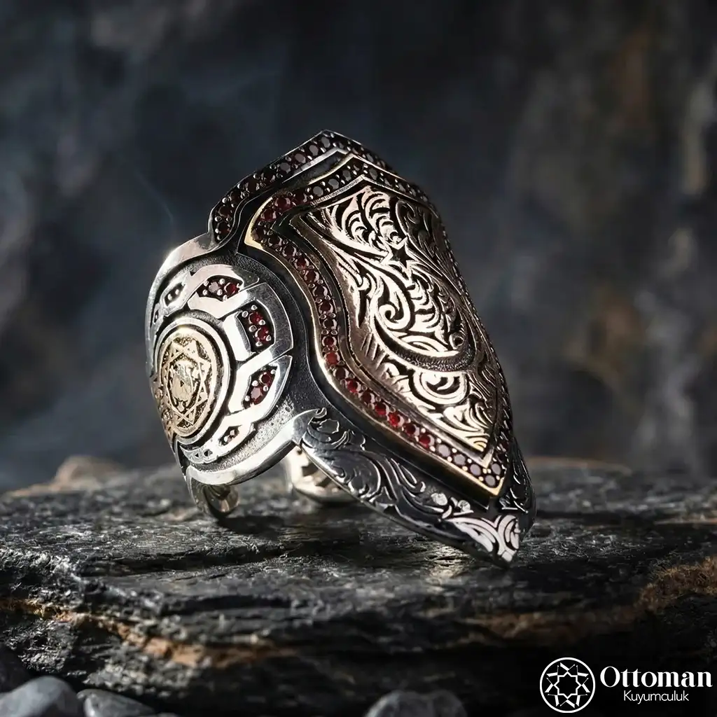 Star and Crescent Archer Ring Silver Men's Ring