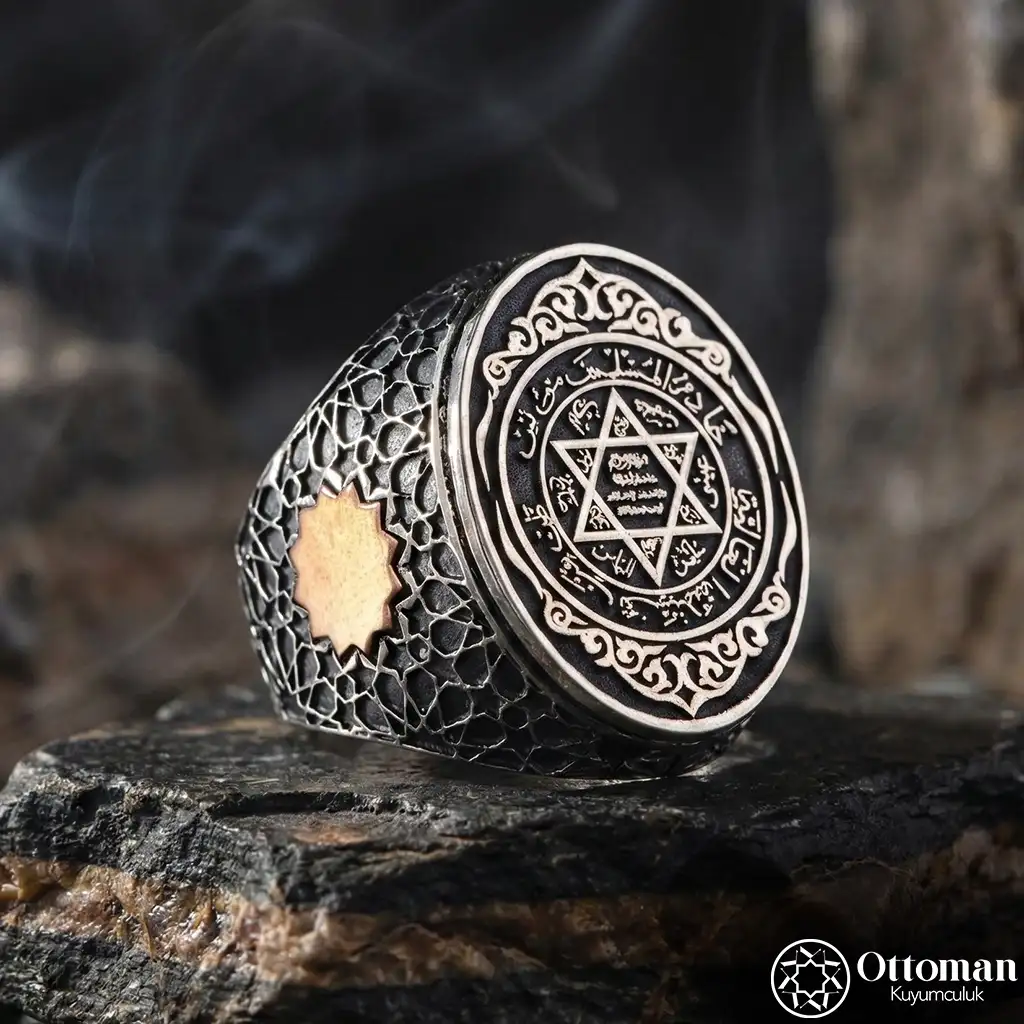 Oval Süleyman Mührü Silver Men's Ring