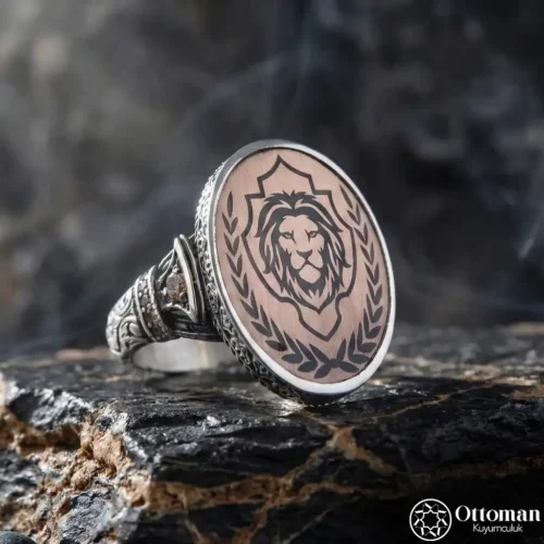 Aslan Figürlü Gümüş Erkek Yüzük