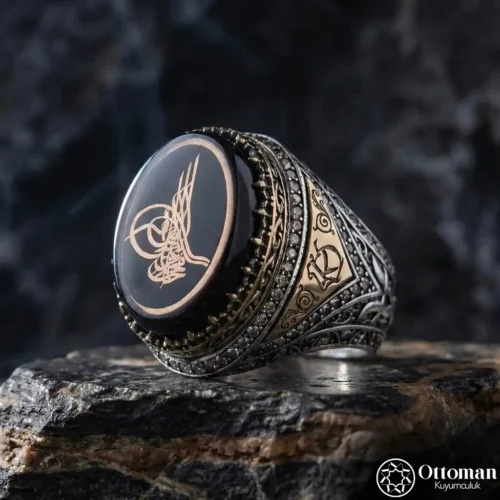 Tuğra Model Özel Tasarım Gümüş Erkek Yüzük