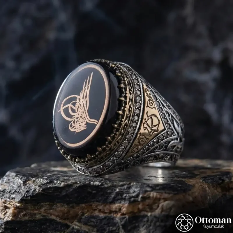 Tuğra Model Özel Tasarım Gümüş Erkek Yüzük