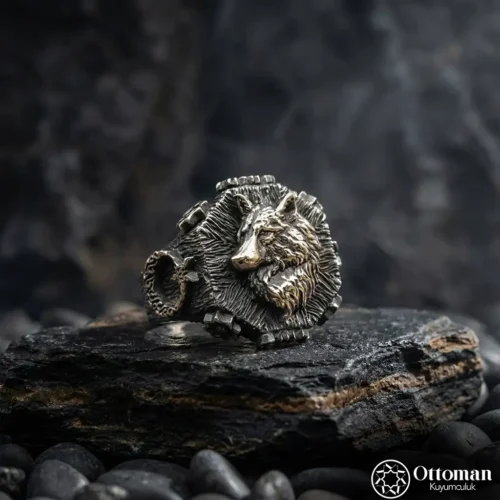 Kurt Figürlü Gümüş Erkek Yüzük