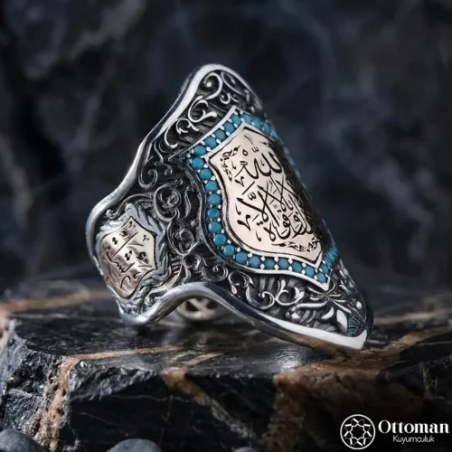 La Havle Yazılı Özel Tasarım Zihgir Gümüş Erkek Yüzük