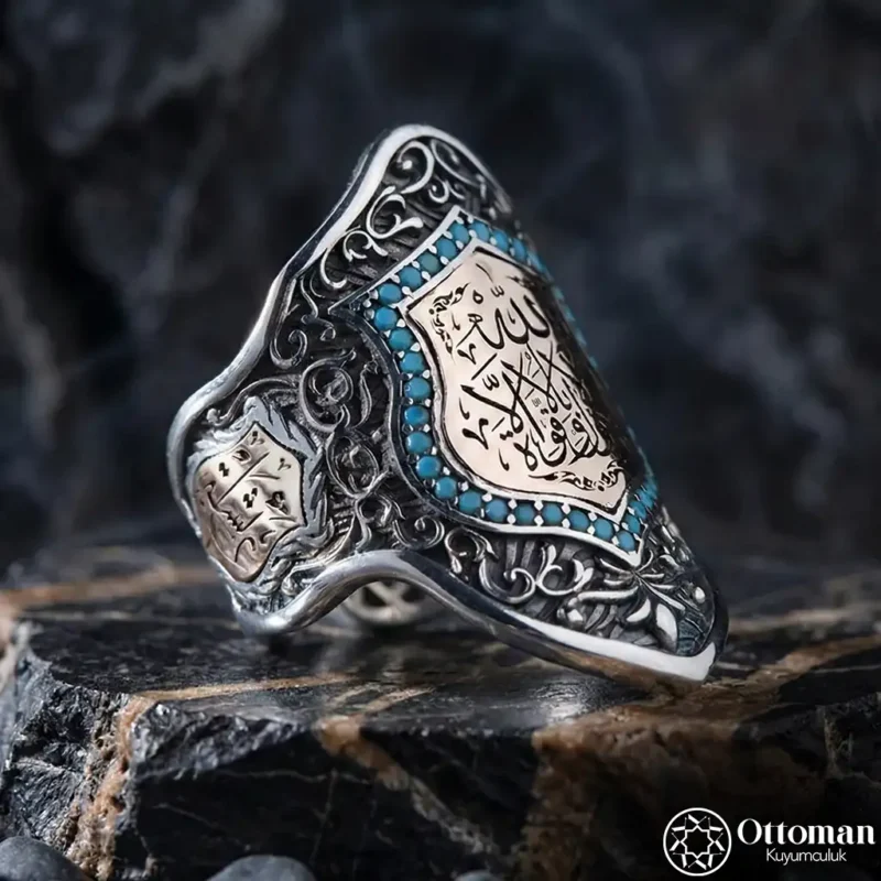 La Havle Yazılı Özel Tasarım Zihgir Gümüş Erkek Yüzük