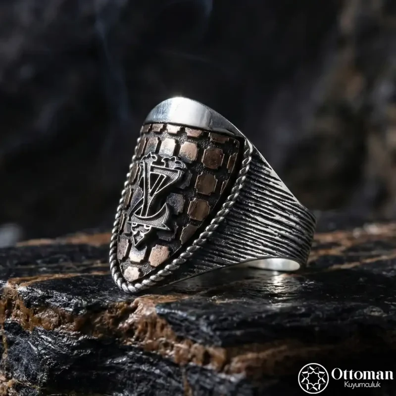 Kafes Tasarım Gümüş Erkek Yüzük